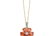 14ct Stone Set Orange Violet Design Gold Necklace
