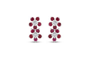 0.57 Karat Ruby Diamond Flower Earrings