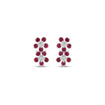 Load image into Gallery viewer, 0.57 Karat Ruby Diamond Flower Earrings