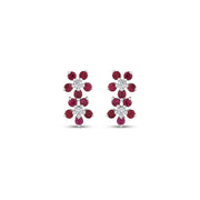 0.57 Karat Ruby Diamond Flower Earrings