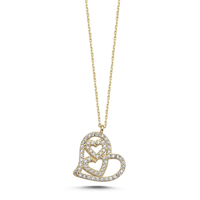 14ct Stone Set Mini Heart Design Gold Necklace