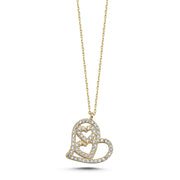 14ct Stone Set Mini Heart Design Gold Necklace
