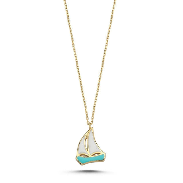 14ct Yelkenli Design Gold Necklace