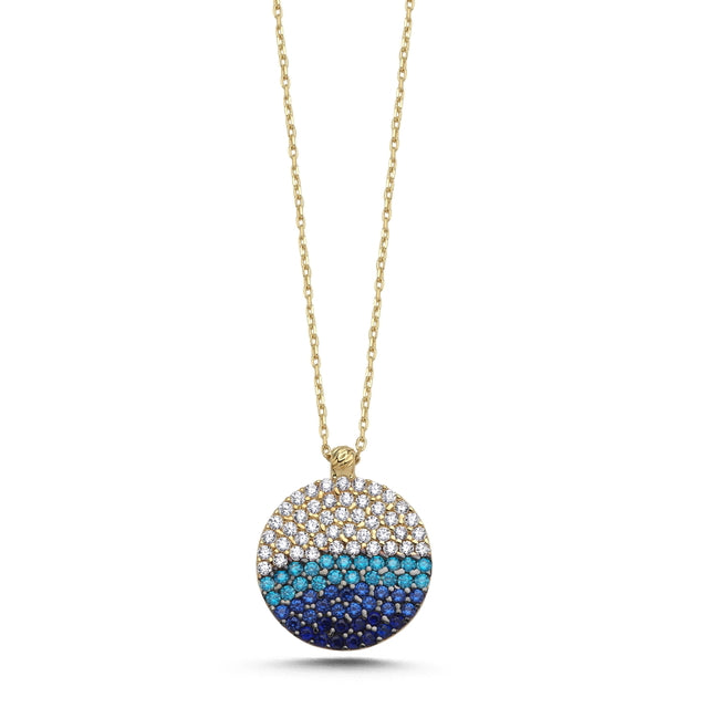 14ct Stone Set Mavi Ruyasi Design Gold Necklace