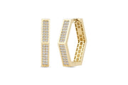 14ct Stone Set Geometric Gold Earrings