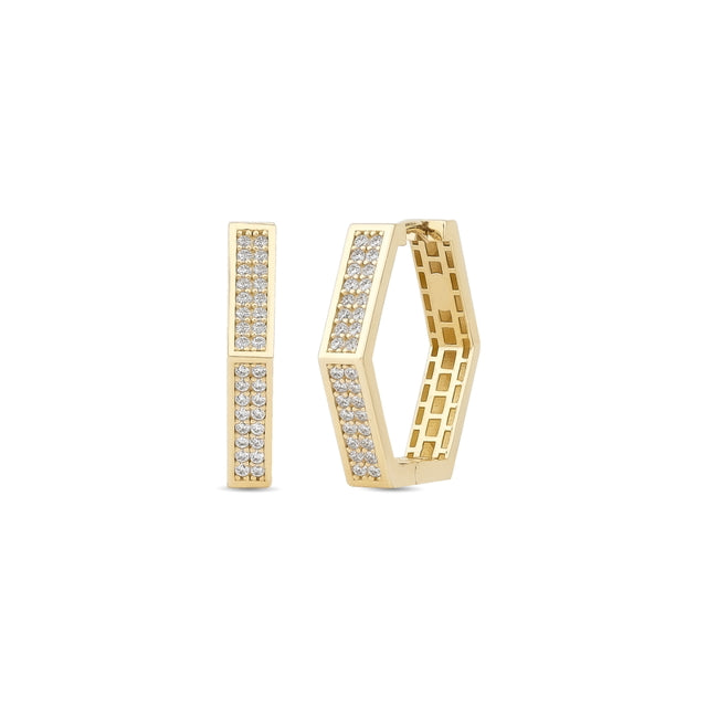 14ct Stone Set Geometric Gold Earrings