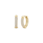Load image into Gallery viewer, 14ct Stone Set Design Hoop Gold Earrings
