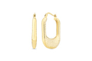 14ct Tassiz Detayli Design Hoop Gold Earrings