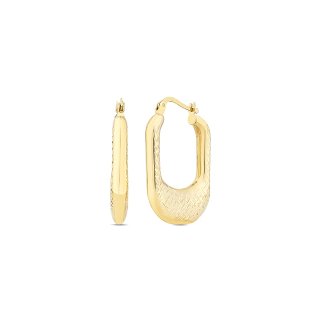 14ct Tassiz Detayli Design Hoop Gold Earrings