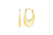 14ct Desenli Hoop Gold Earrings