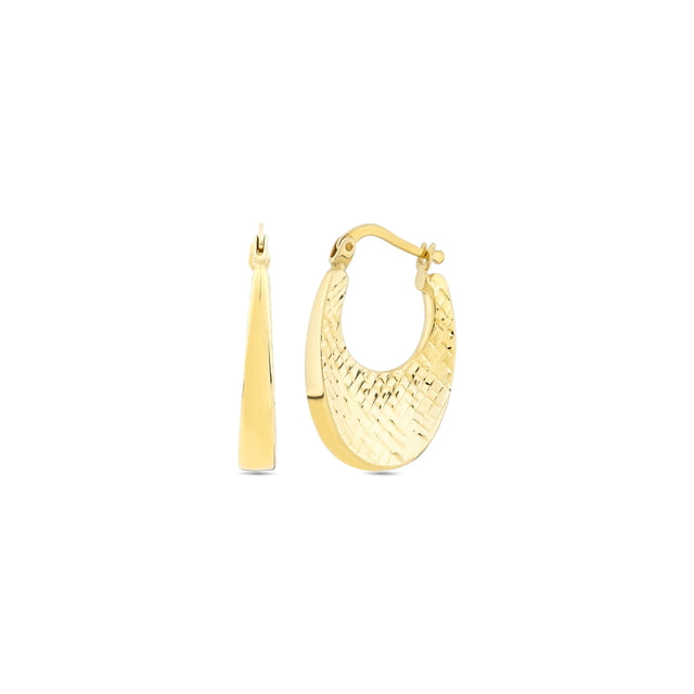 14ct Desenli Hoop Gold Earrings
