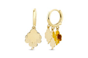 14ct Cicek Drop Hoop Gold Earrings