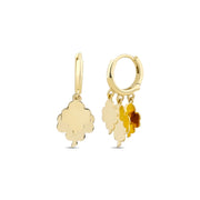 14ct Cicek Drop Hoop Gold Earrings