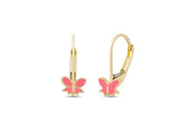 14ct Rose Kelebek Design Hoop Gold Earrings