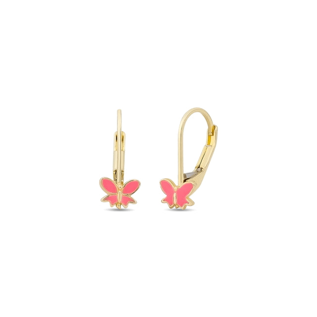 14ct Rose Kelebek Design Hoop Gold Earrings