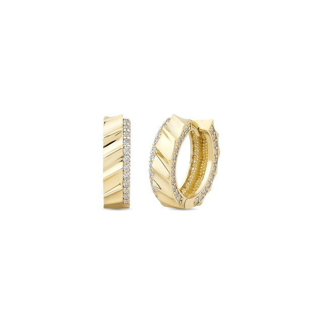 14ct Stone Set Abelia Hoop Gold Earrings