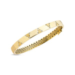 Load image into Gallery viewer, 14ct Stone Set Ucgen Design Cuff Gold Bracelet