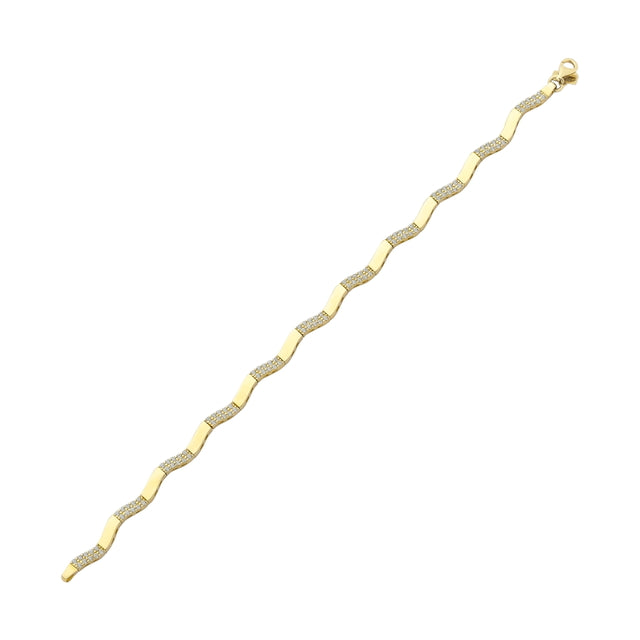 14ct Stone Set Crescent Gold Bracelet