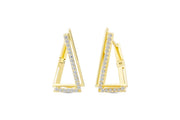 14ct Stone Set Ucgen Design Hoop Gold Earrings