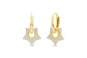 14ct Yildiz Drop Hoop Gold Earrings