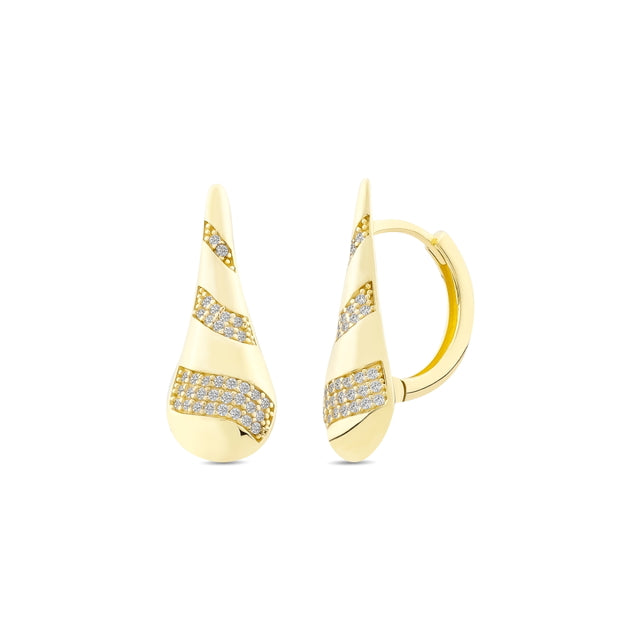 14ct Stone Set Adele Hoop Gold Earrings