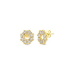 Load image into Gallery viewer, 14ct Baguette Stone Set Cicek Design Gold Earrings