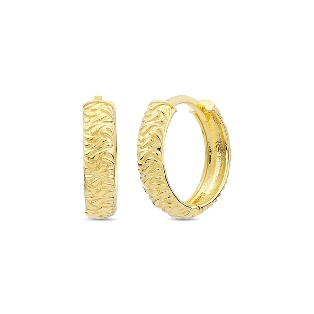14ct Tassiz Desenli Hoop Gold Earrings