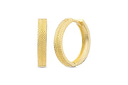 14ct Tassiz Cizgi Desenli Hoop Gold Earrings