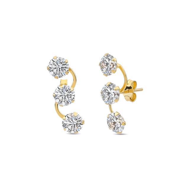 14ct Brambles Solitaire Gold Earrings
