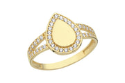 14ct Stone Set Teardrop Design Gold Ring