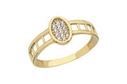 14ct Stone Set Oval Detail Design Gold Ring
