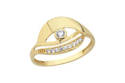 14ct Stone Set Eye Detail Design Gold Ring