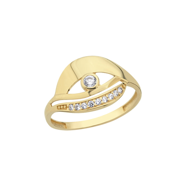 14ct Stone Set Eye Detail Design Gold Ring