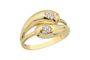 14ct Stone Set Heart Detail Design Gold Ring