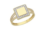 14ct Stone Set Square Design Gold Ring