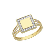 14ct Stone Set Square Design Gold Ring