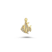 14ct Stone Set Parlak Fish Design Gold Pendant (Chain Not Included)