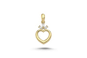 14ct Stone Set Heart Freesia Design Gold Pendant (Chain Not Included)