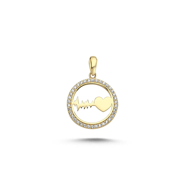 14ct Stone Set Ritim Design Gold Pendant (Chain Not Included)