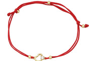 14ct Stone Set Heart Gold Cord Bracelet