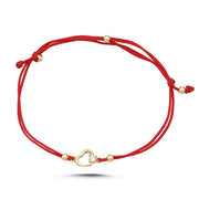 14ct Stone Set Heart Gold Cord Bracelet