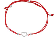 14ct Stone Set White Heart Gold Cord Bracelet