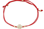 14ct Stone Set Luck Clover Gold Cord Bracelet