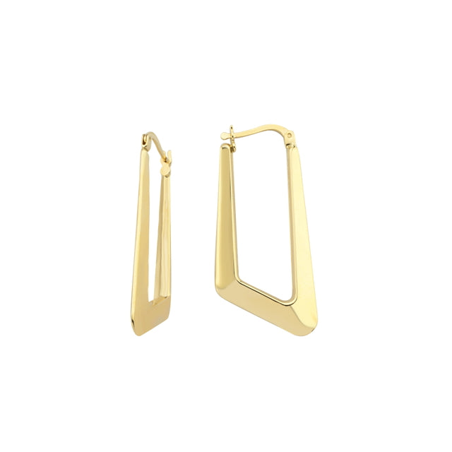14ct Plain Rectangle Hoop Gold Earrings