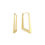 14ct Plain Rectangle Hoop Gold Earrings