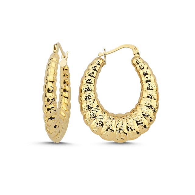 14ct Plain Vintage Hoop Gold Earrings