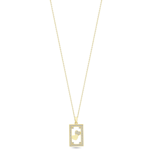 14ct Stone Set Heart Frame Design Gold Necklace
