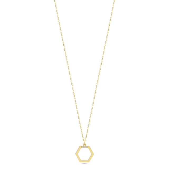 14ct Stone Set Diagonal Design Gold Necklace