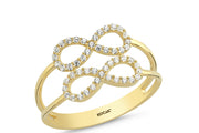 14ct Stone Set Double Infinity Design Gold Ring