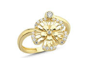 14ct Stone Set Floral Design Gold Ring